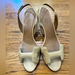 Hermes calfskin leather Ottomane slingback sandals shoes heels